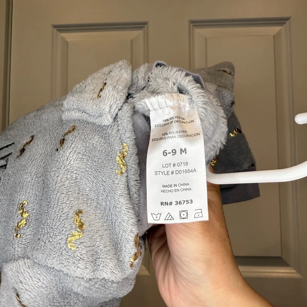 Duck Duck Goose Baby Pajamas Size‎ 6-9M Gray Little Charmer Footed Sleeper